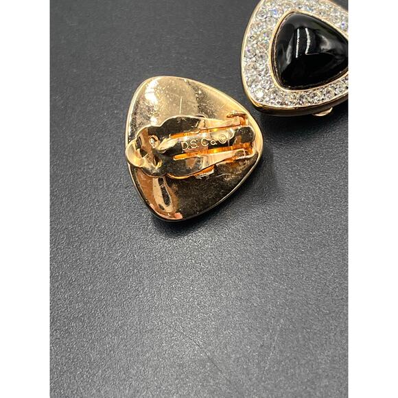 Daniel Swarovski Vintage DS and co Swarovski crystal Clip-On Earring Black Stone
